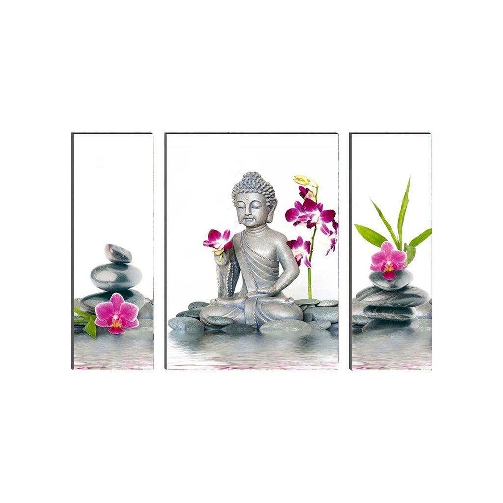 6MM MDF Set of 3 Lord Buddha Satin Matt Texture UV Art Painting Kafalo