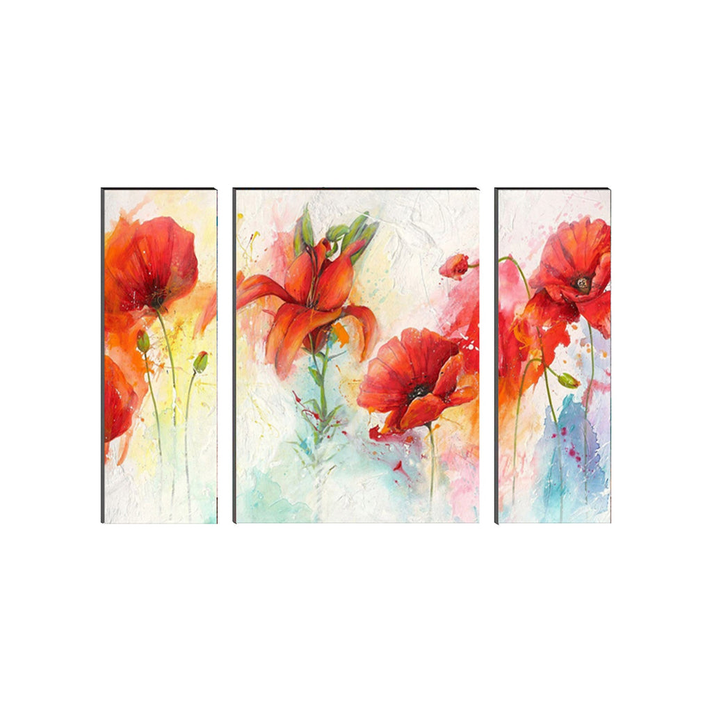 6MM MDF Set of 3 Botanical Floral Satin Matt Texture UV Art Painting Kafalo