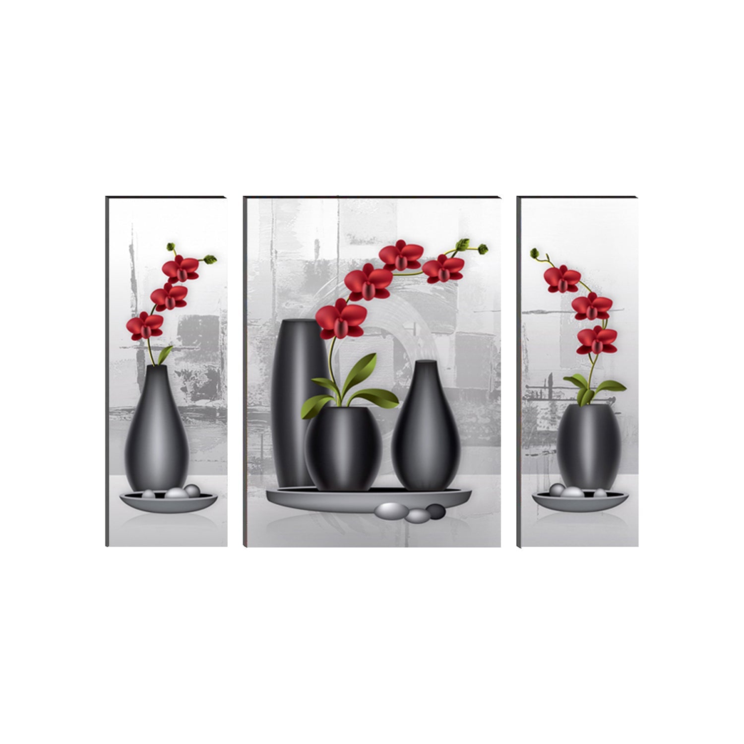6MM MDF Set of 3 Botanical Floral Satin Matt Texture UV Art Painting Kafalo