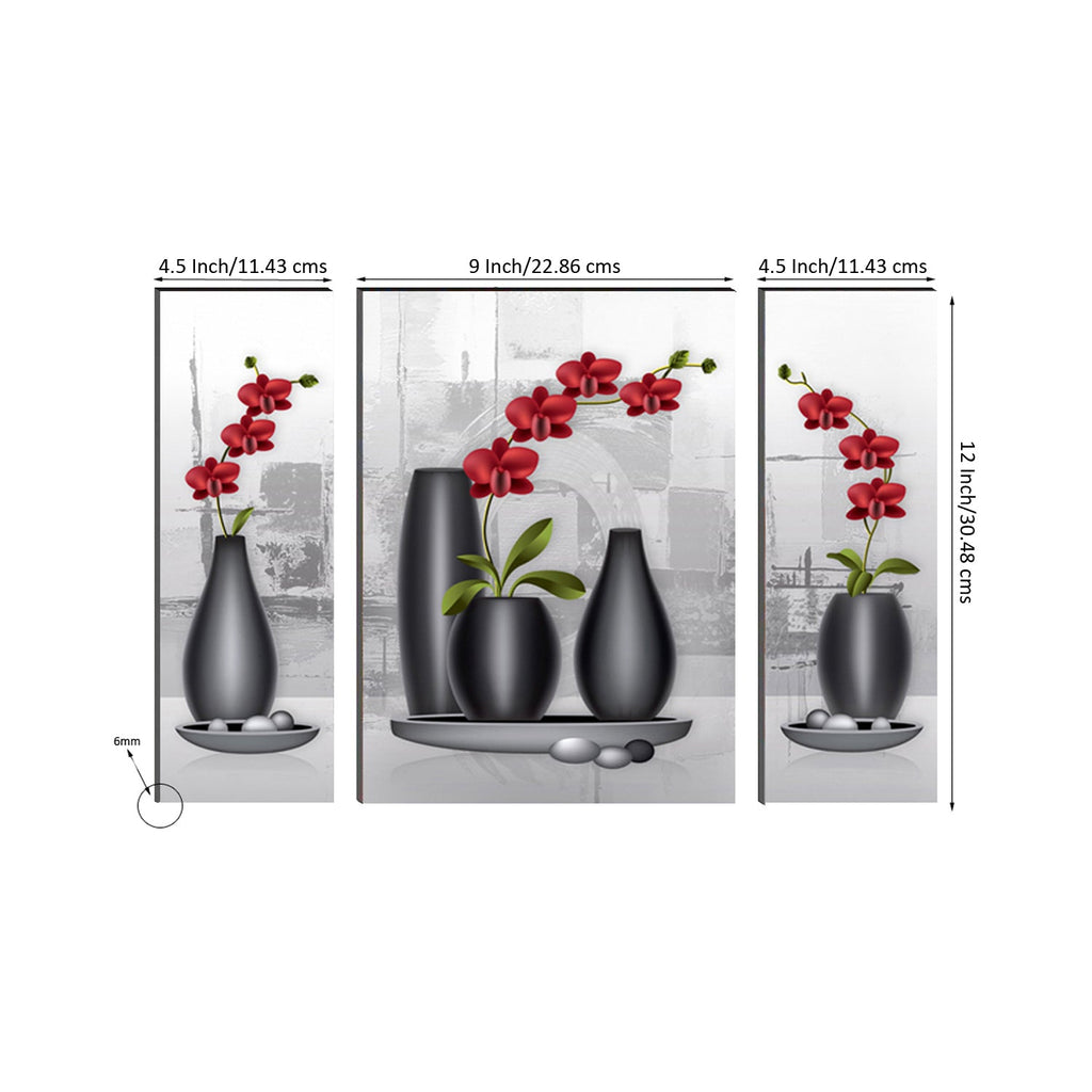 6MM MDF Set of 3 Botanical Floral Satin Matt Texture UV Art Painting Kafalo