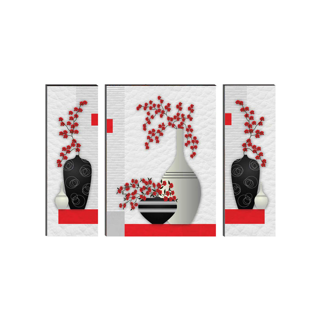 6MM MDF Set of 3 Botanical Floral Satin Matt Texture UV Art Painting Kafalo