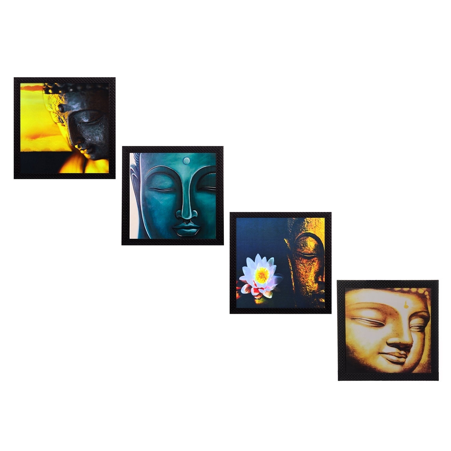 Set Of 4 Lord Buddha Satin Matt Texture UV Art Painting Kafalo