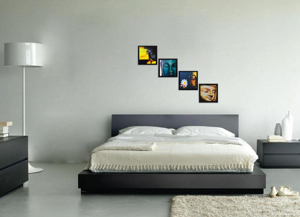 Set Of 4 Lord Buddha Satin Matt Texture UV Art Painting Kafalo