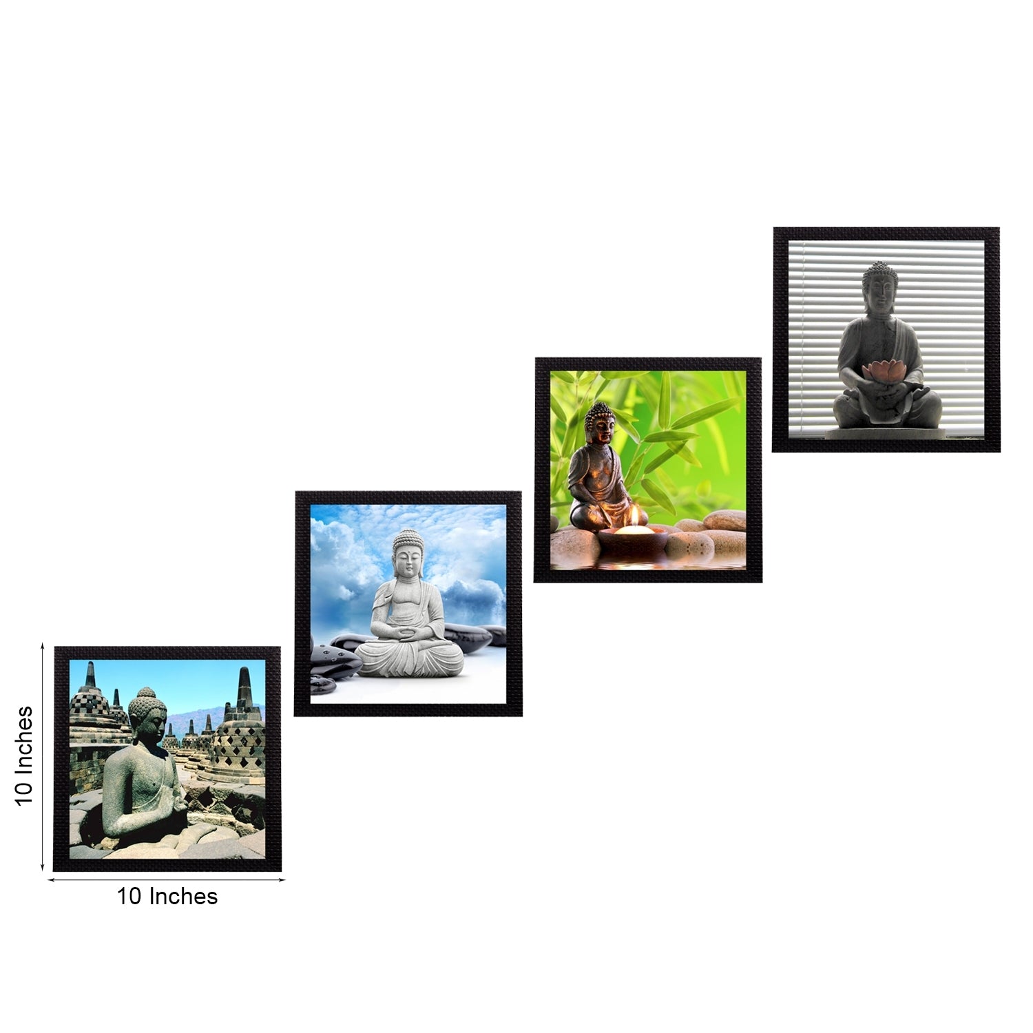Set Of 4 Lord Buddha Satin Matt Texture UV Art Painting Kafalo