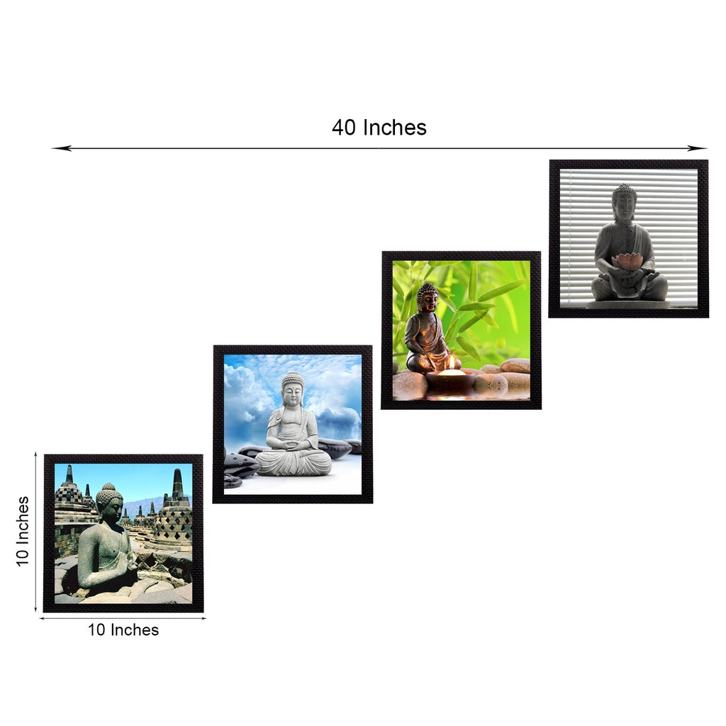 Set Of 4 Lord Buddha Satin Matt Texture UV Art Painting Kafalo