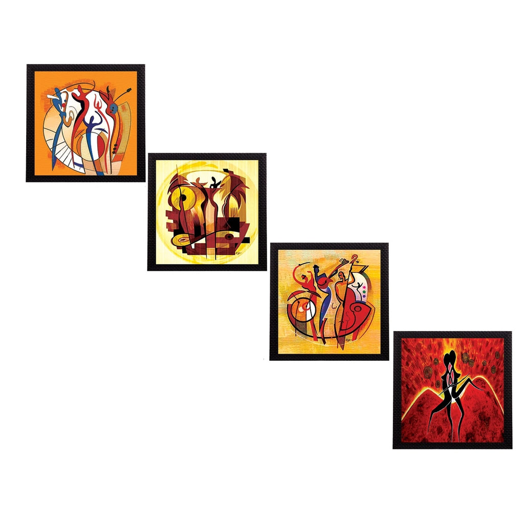 Set Of 4 Abstract Figures Satin Matt Texture UV Art Painting Kafalo