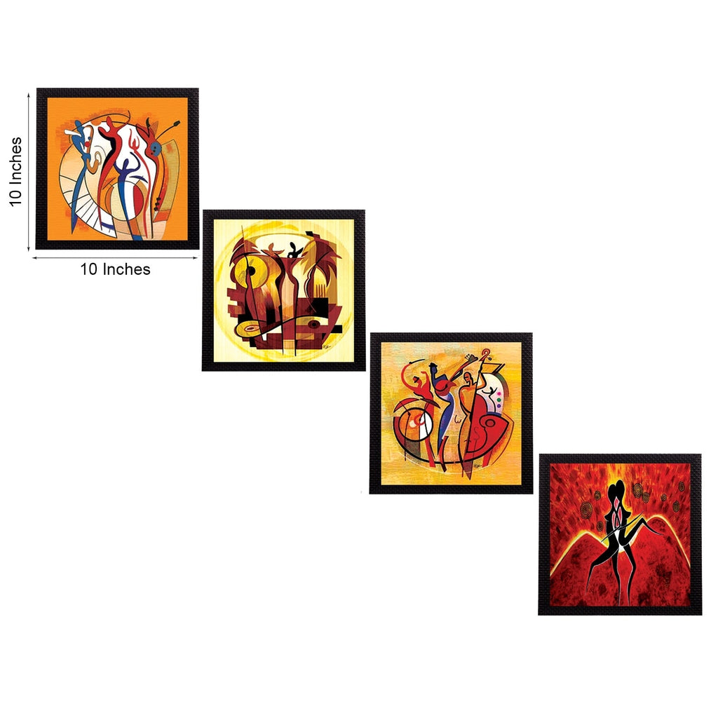 Set Of 4 Abstract Figures Satin Matt Texture UV Art Painting Kafalo