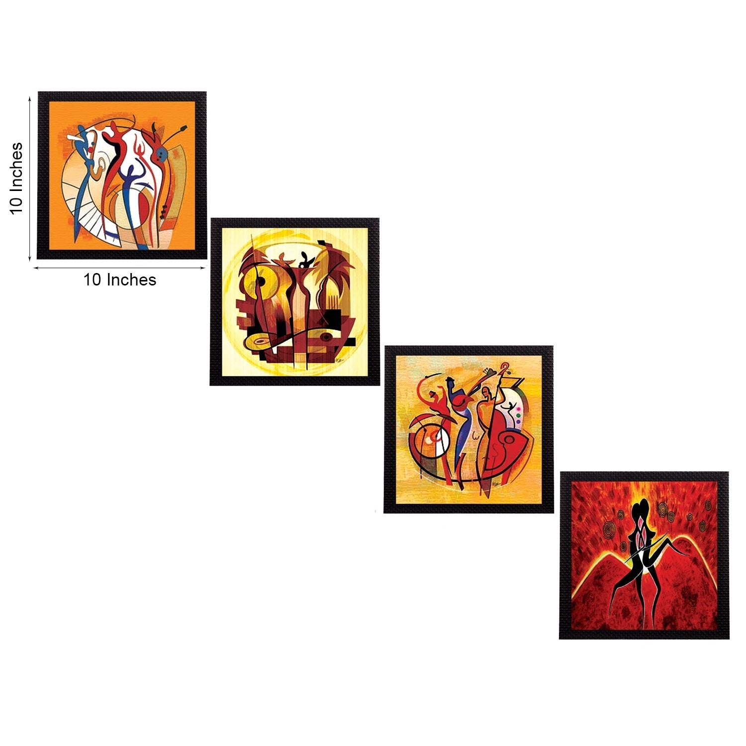Set Of 4 Abstract Figures Satin Matt Texture UV Art Painting Kafalo