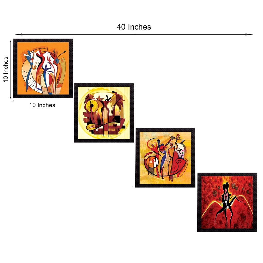 Set Of 4 Abstract Figures Satin Matt Texture UV Art Painting Kafalo