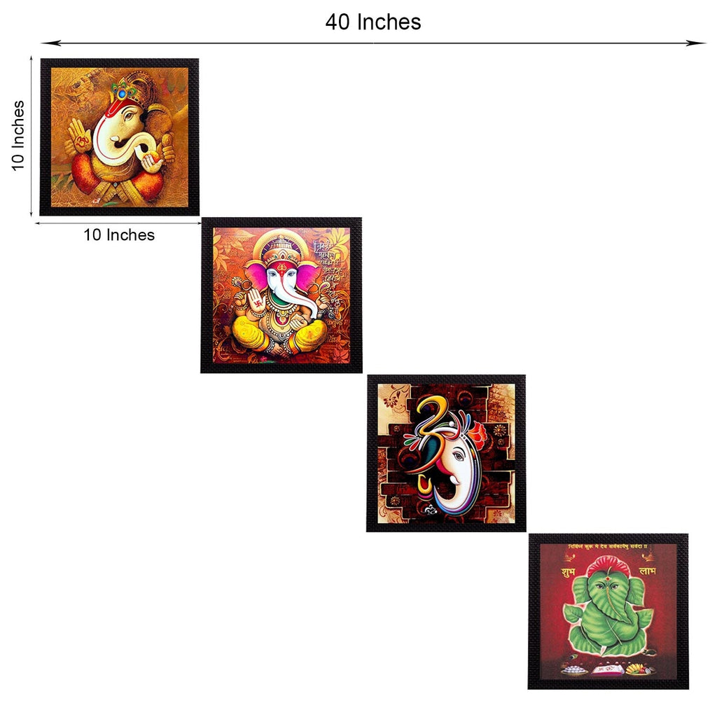 Set Of 4 Lord Ganesha Satin Matt Texture UV Art Painting Kafalo
