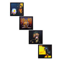 Set Of 4 Krishna and Buddha Satin Matt Texture UV Art Painting Kafalo