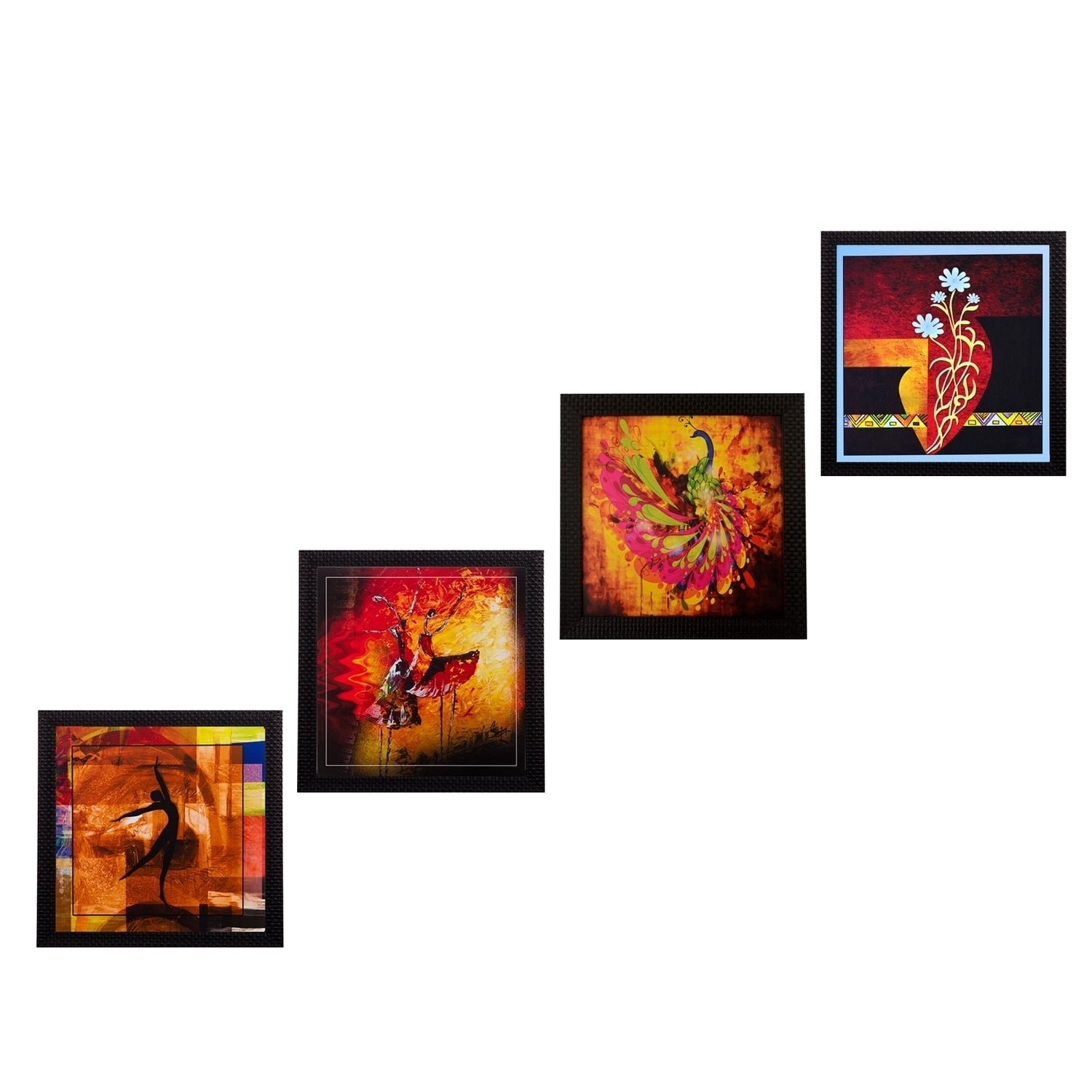 Set Of 4 Dancing Girls Satin Matt Texture UV Art Painting Kafalo