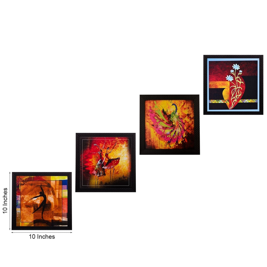 Set Of 4 Dancing Girls Satin Matt Texture UV Art Painting Kafalo