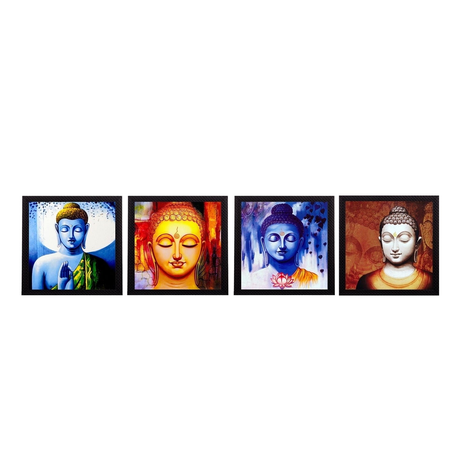 Set Of 4 Lord Buddha Satin Matt Texture UV Art Painting Kafalo