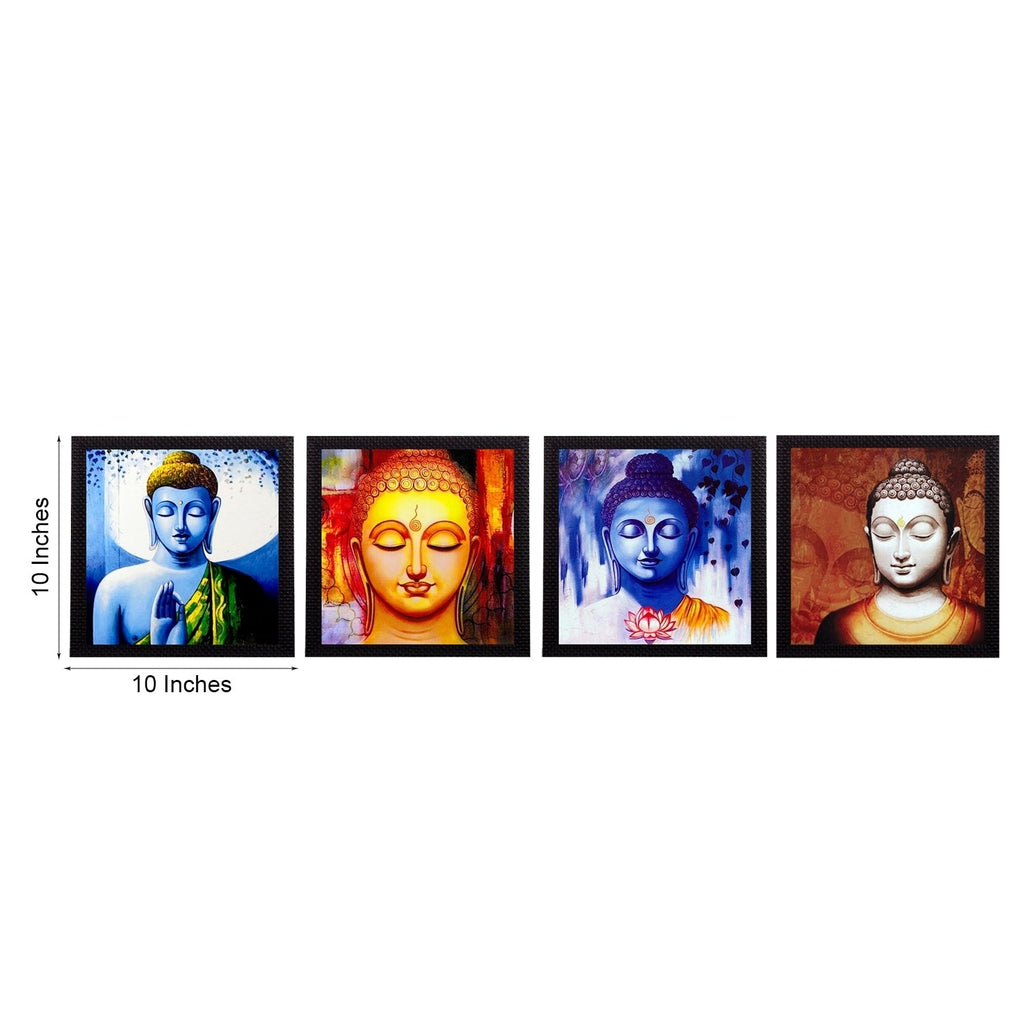 Set Of 4 Lord Buddha Satin Matt Texture UV Art Painting Kafalo
