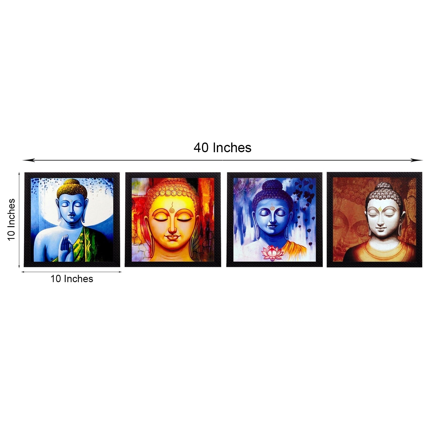 Set Of 4 Lord Buddha Satin Matt Texture UV Art Painting Kafalo