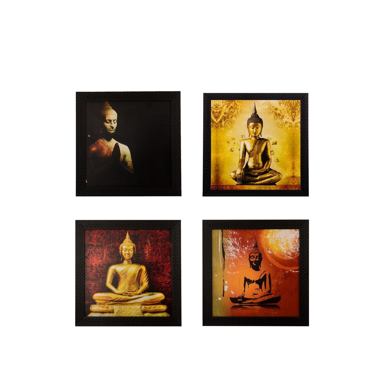 Set Of 4 Lord Buddha Satin Matt Texture UV Art Painting Kafalo