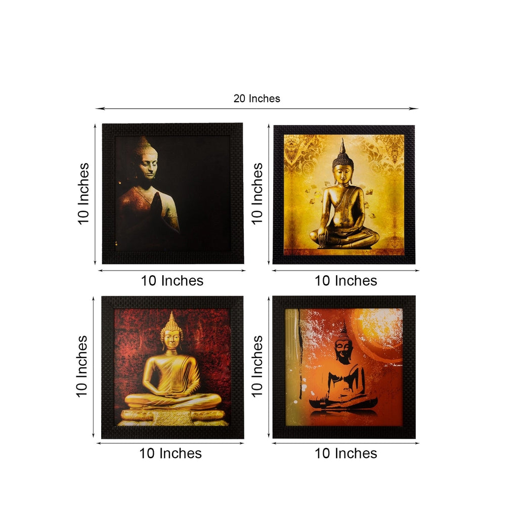 Set Of 4 Lord Buddha Satin Matt Texture UV Art Painting Kafalo
