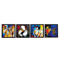 Set Of 4 Abstract Radha Krishna Satin Matt Texture UV Art Painting Kafalo