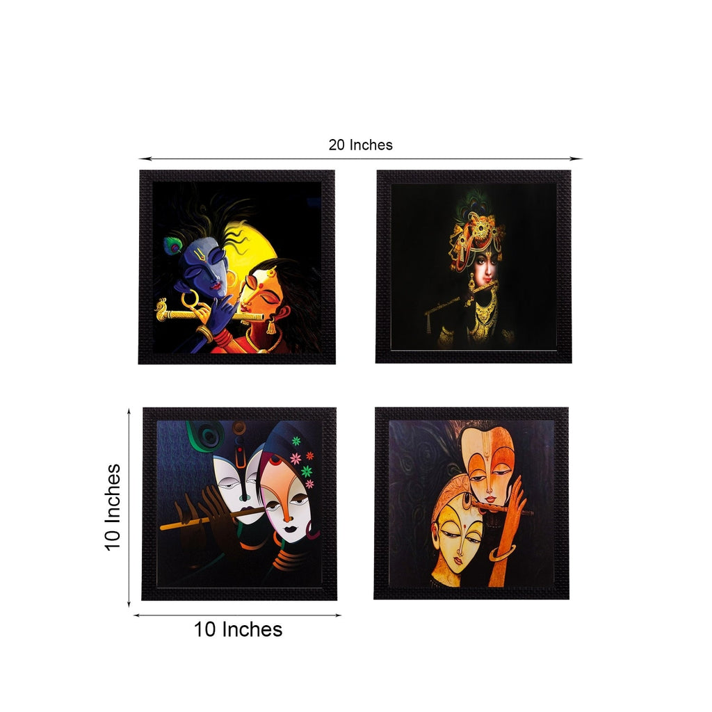 Set Of 4 Radha Krishna Satin Matt Texture UV Art Painting Kafalo