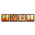 Set Of 4 Tribal Women Satin Matt Texture UV Art Painting Kafalo