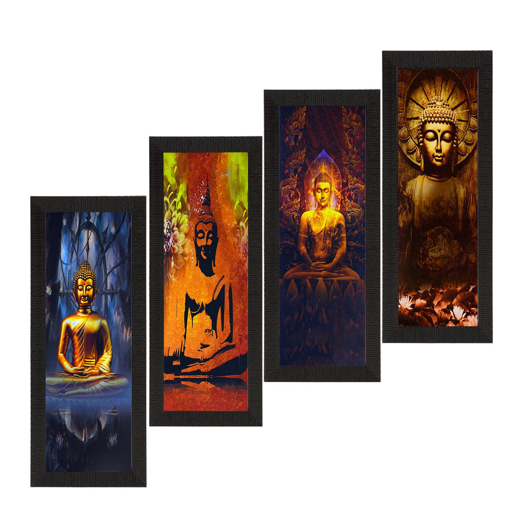 Set Of 4 Lord Buddha Satin Matt Texture UV Art Painting Kafalo