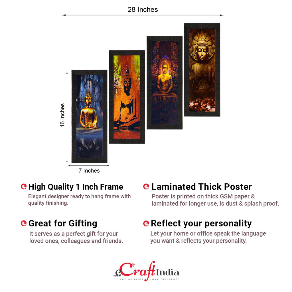 Set Of 4 Lord Buddha Satin Matt Texture UV Art Painting Kafalo