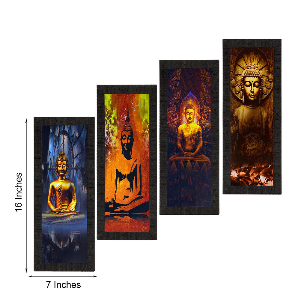 Set Of 4 Lord Buddha Satin Matt Texture UV Art Painting Kafalo