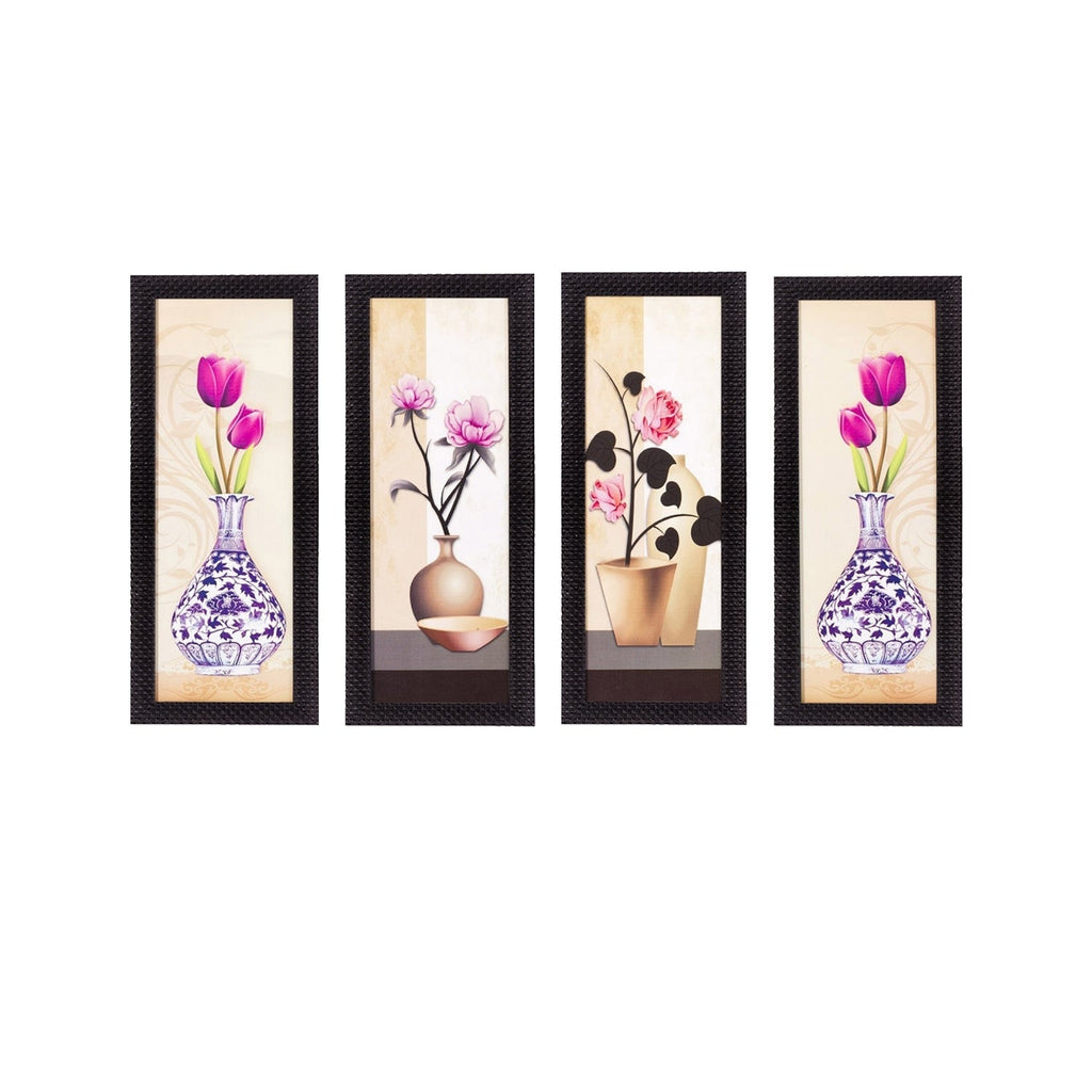 Set Of 4 Botanical Floral Pots Satin Matt Texture UV Art Painting Kafalo