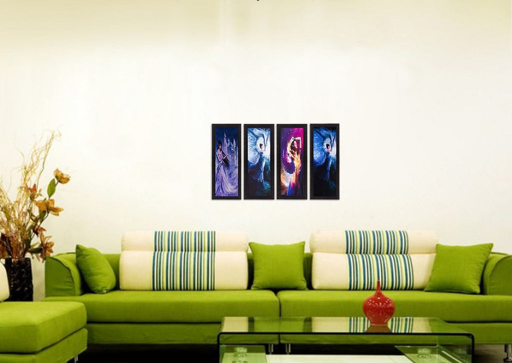 Set Of 4 Dancing Angels Satin Matt Texture UV Art Painting Kafalo