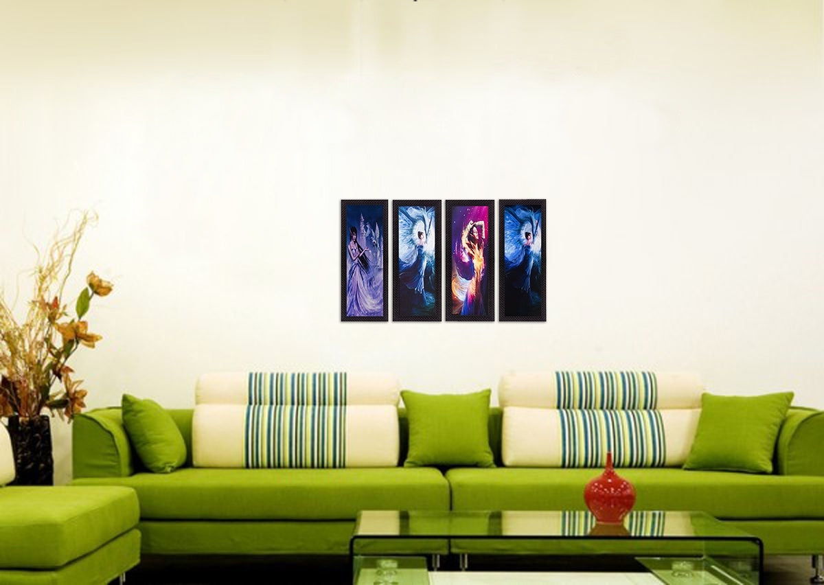 Set Of 4 Dancing Angels Satin Matt Texture UV Art Painting Kafalo