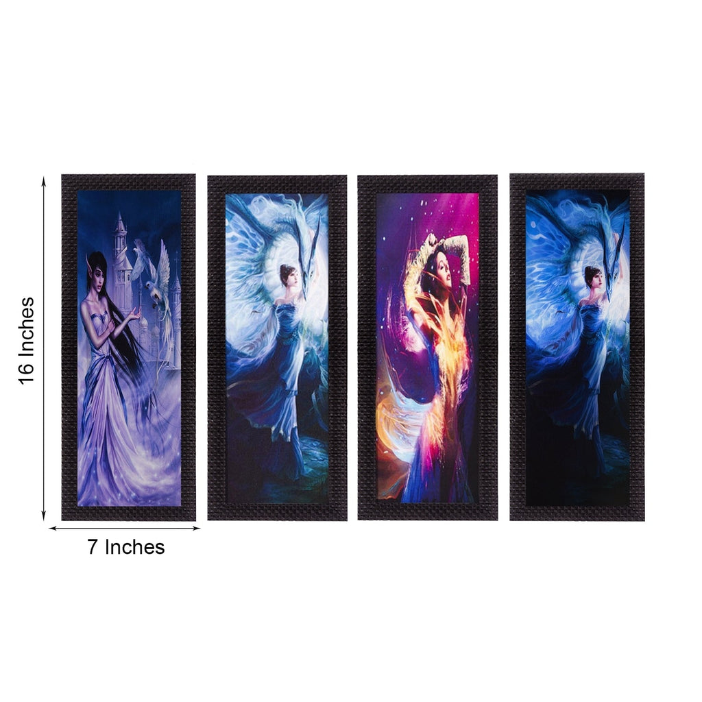 Set Of 4 Dancing Angels Satin Matt Texture UV Art Painting Kafalo