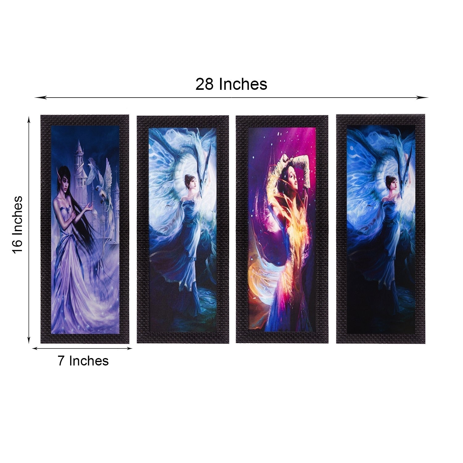 Set Of 4 Dancing Angels Satin Matt Texture UV Art Painting Kafalo