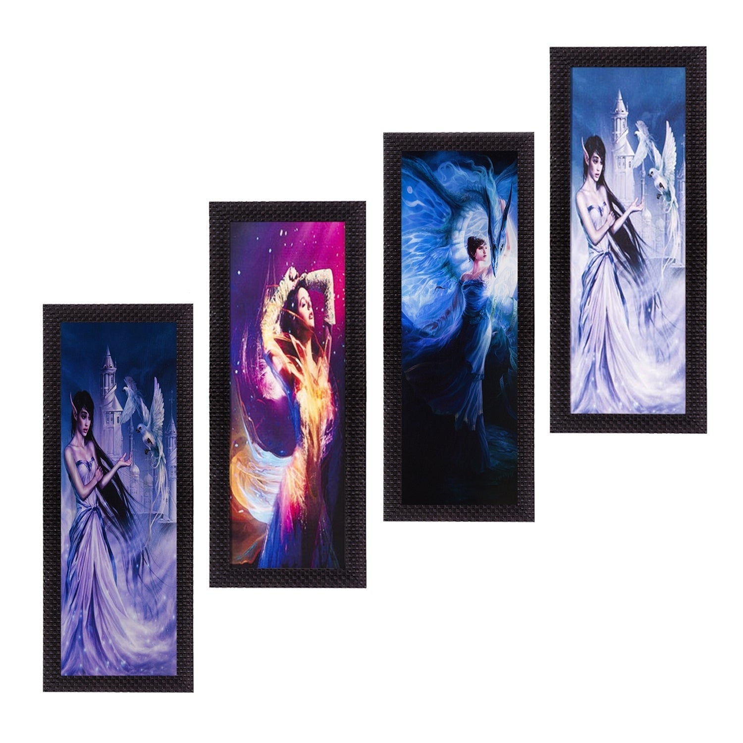 Set Of 4 Dancing Angels Satin Matt Texture UV Art Painting Kafalo
