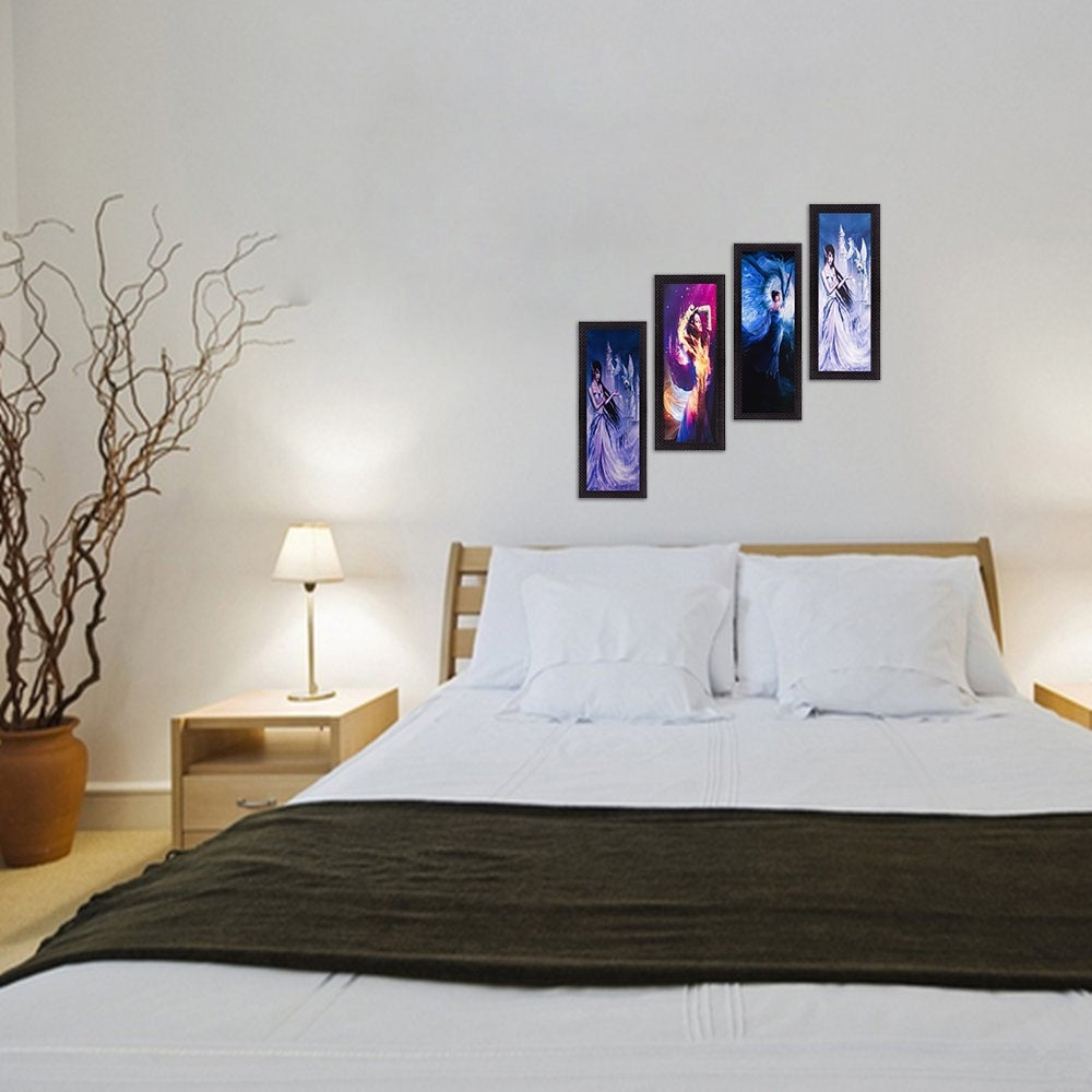 Set Of 4 Dancing Angels Satin Matt Texture UV Art Painting Kafalo