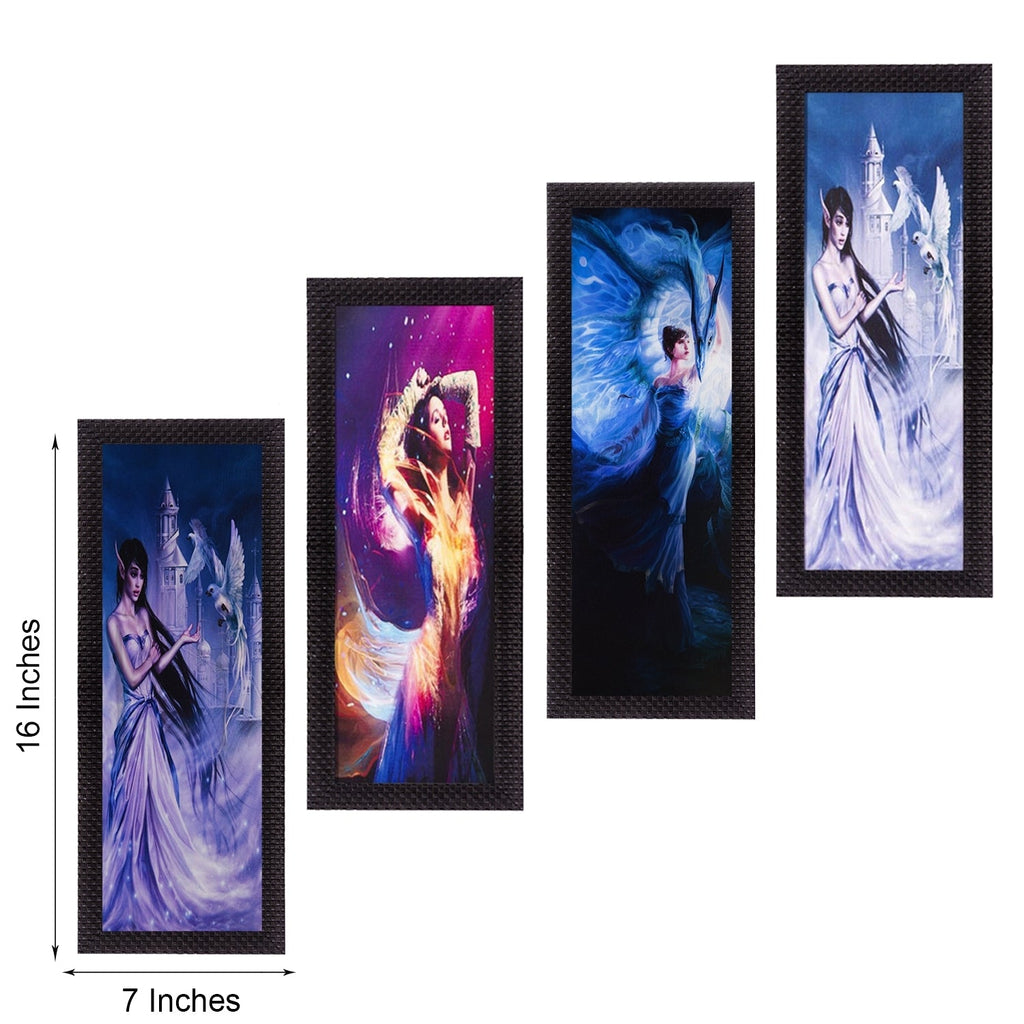 Set Of 4 Dancing Angels Satin Matt Texture UV Art Painting Kafalo