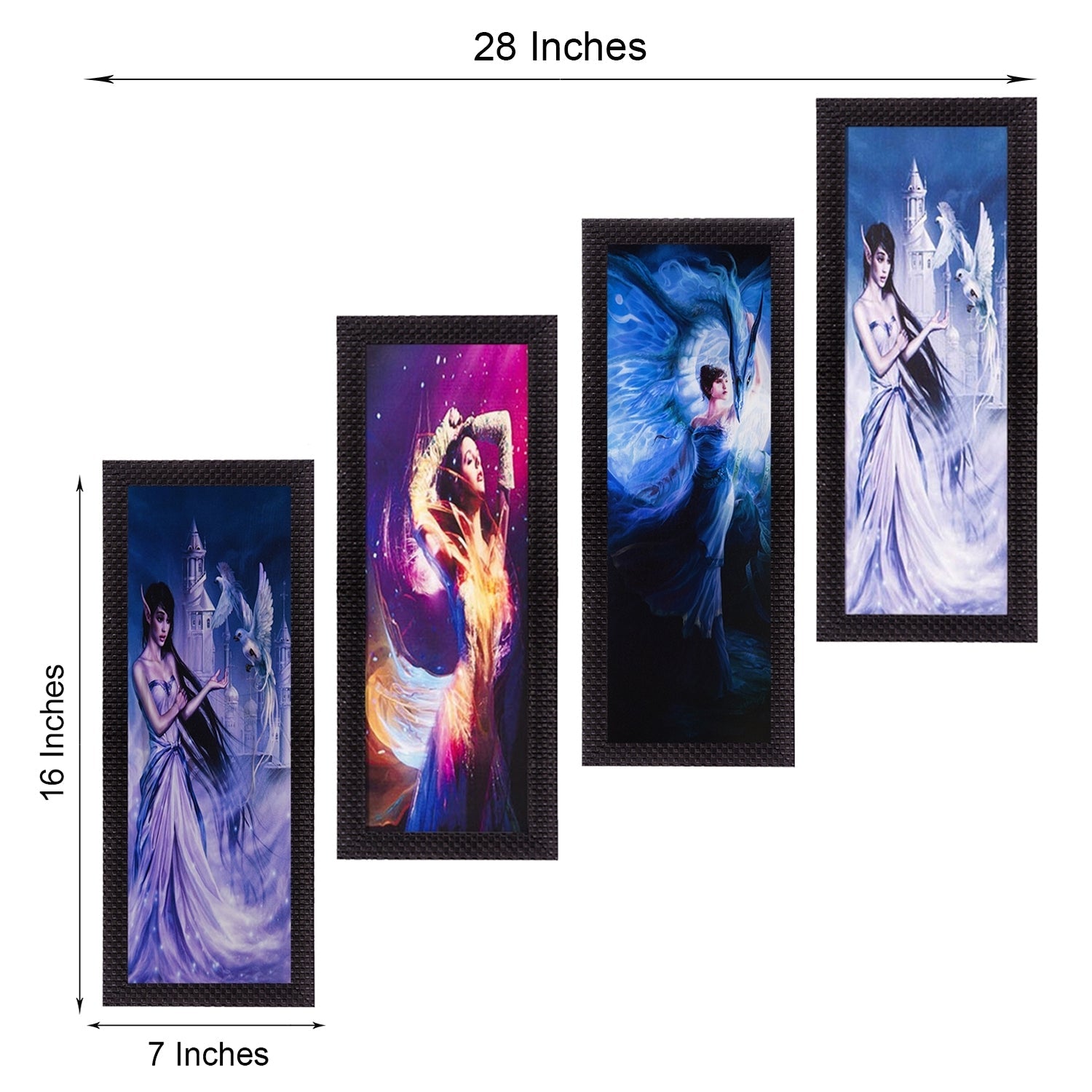 Set Of 4 Dancing Angels Satin Matt Texture UV Art Painting Kafalo