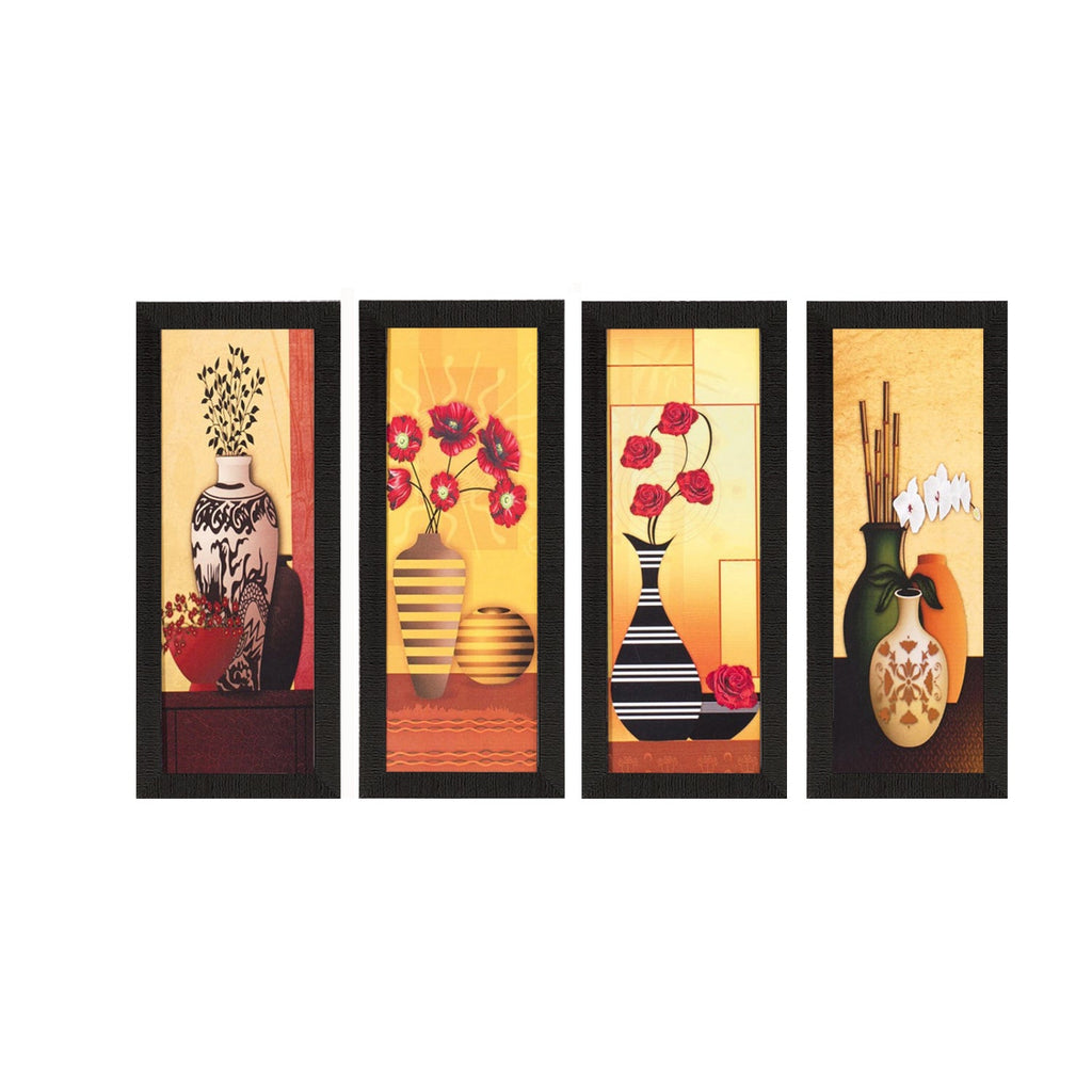 Set Of 4 Botanical Floral Pots Satin Matt Texture UV Art Painting Kafalo