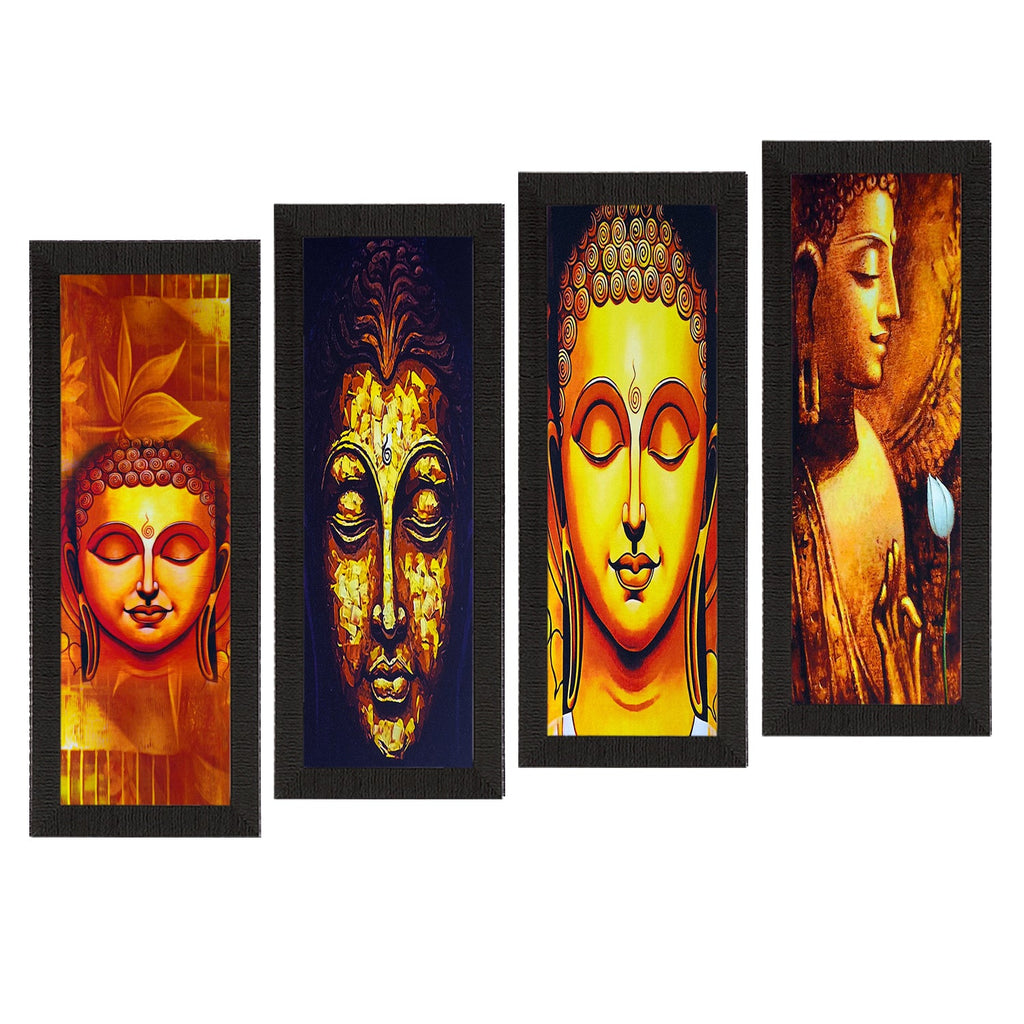 Set Of 4 Lord Buddha Satin Matt Texture UV Art Painting Kafalo