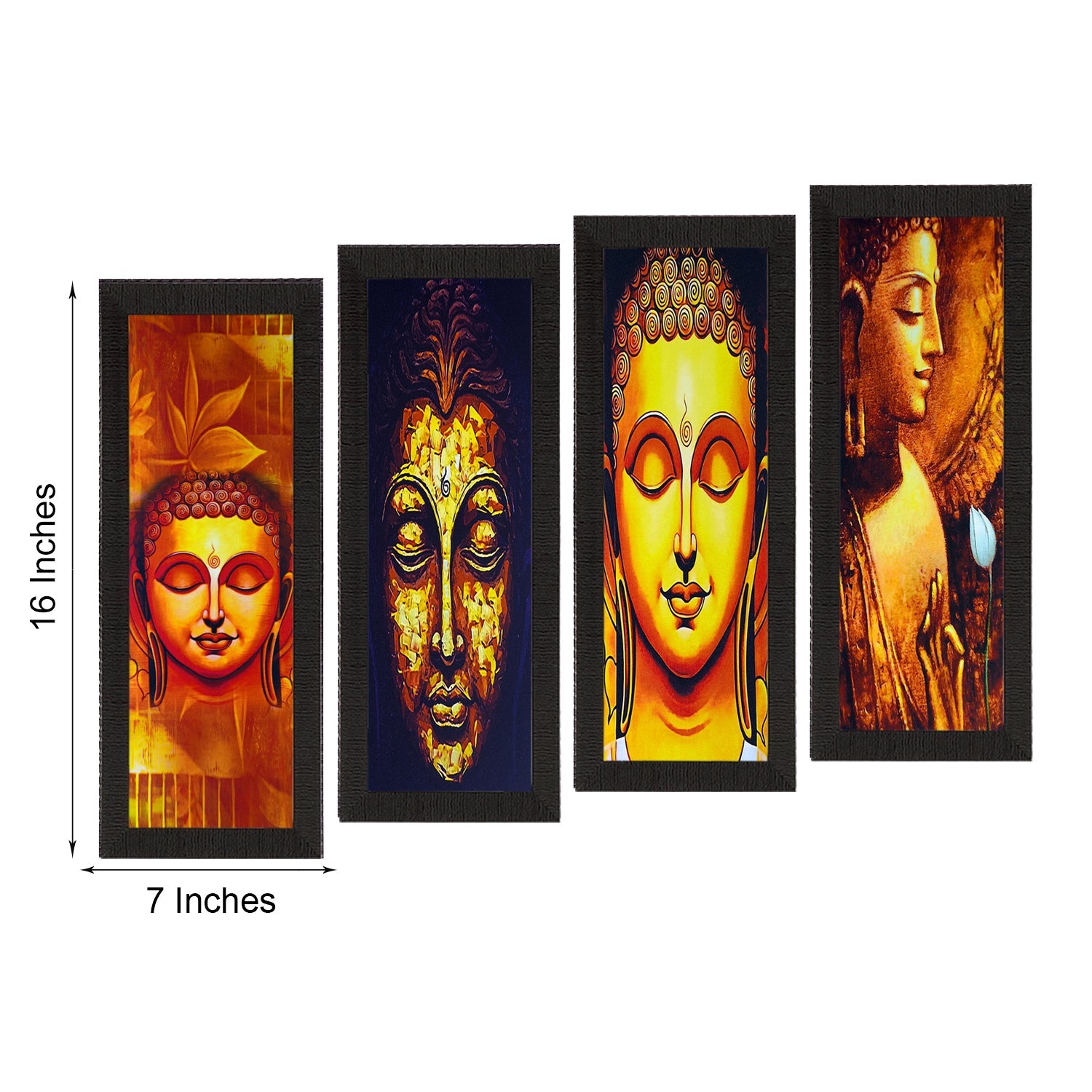Set Of 4 Lord Buddha Satin Matt Texture UV Art Painting Kafalo
