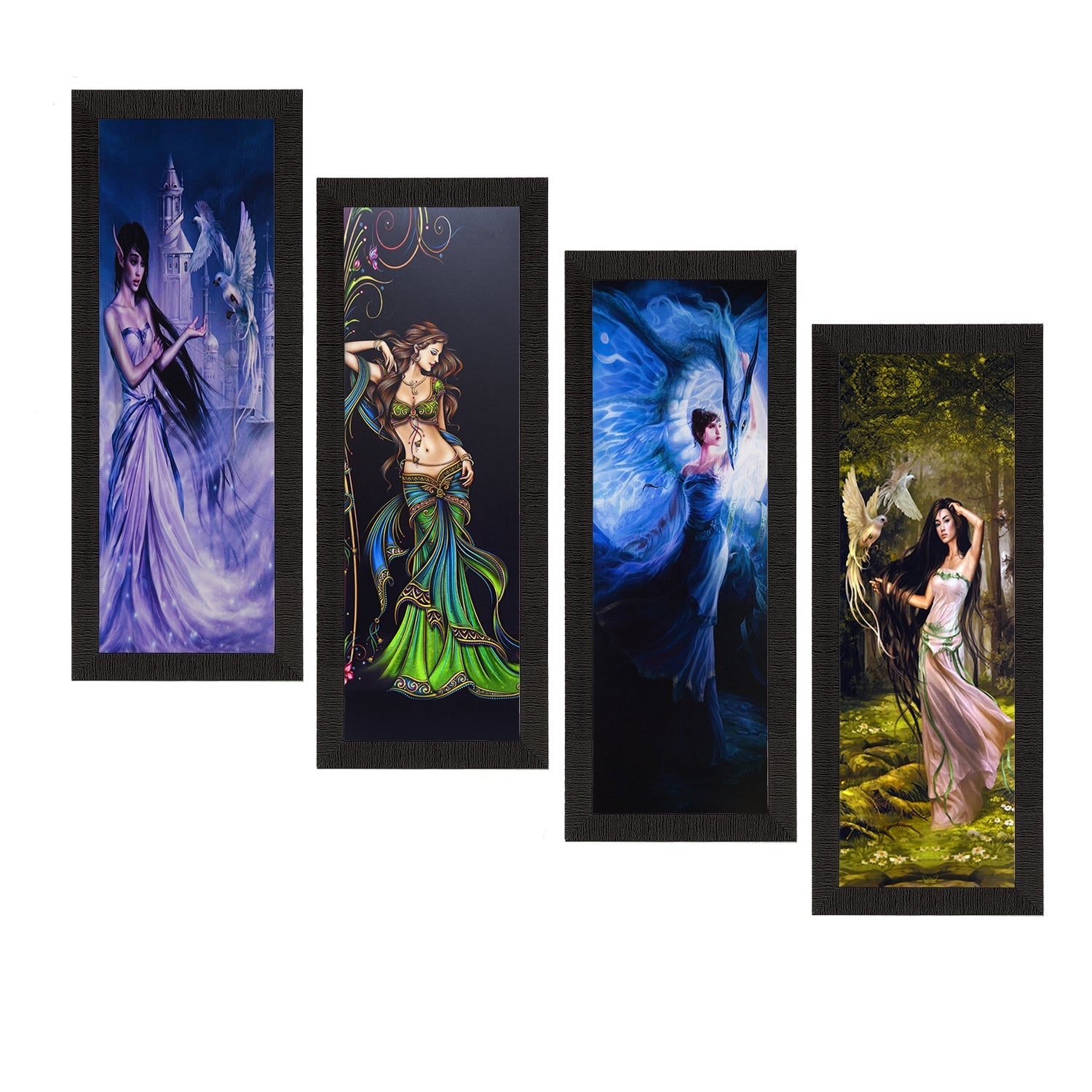 Set Of 4 Dancing Angels Satin Matt Texture UV Art Painting Kafalo