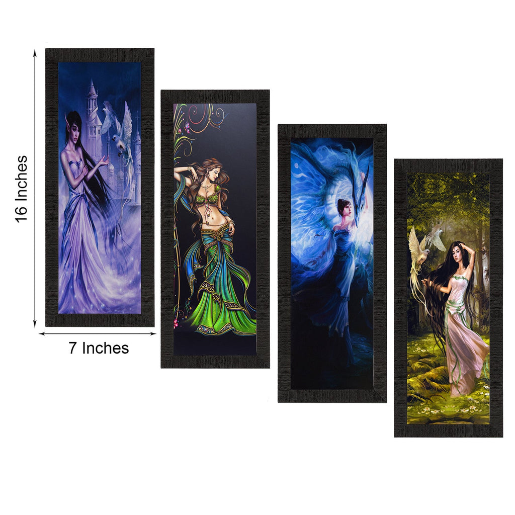 Set Of 4 Dancing Angels Satin Matt Texture UV Art Painting Kafalo