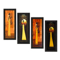Set Of 4 Tribal Women Satin Matt Texture UV Art Painting Kafalo