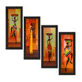 Set Of 4 Tribal Women Satin Matt Texture UV Art Painting Kafalo