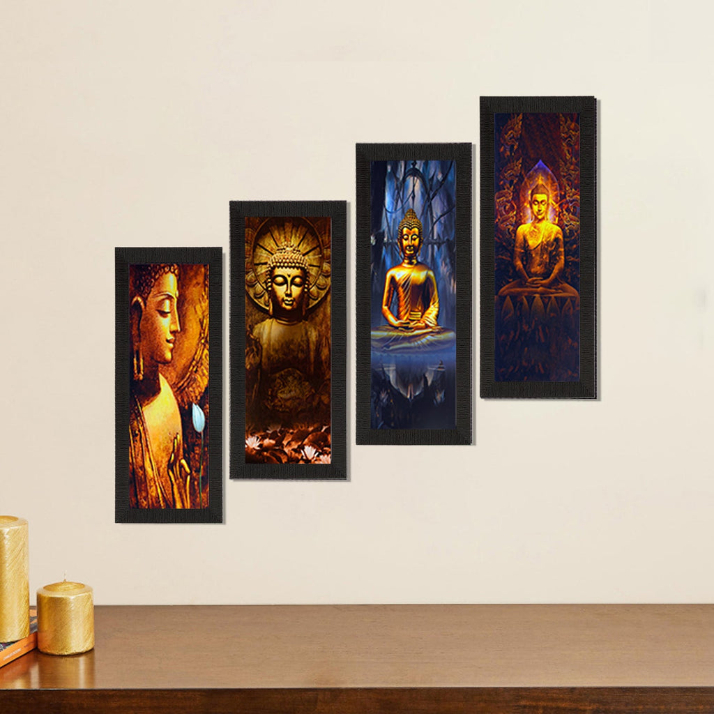 Set Of 4 Lord Buddha Satin Matt Texture UV Art Painting Kafalo