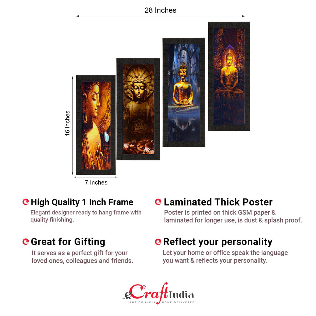 Set Of 4 Lord Buddha Satin Matt Texture UV Art Painting Kafalo