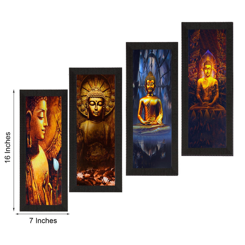 Set Of 4 Lord Buddha Satin Matt Texture UV Art Painting Kafalo