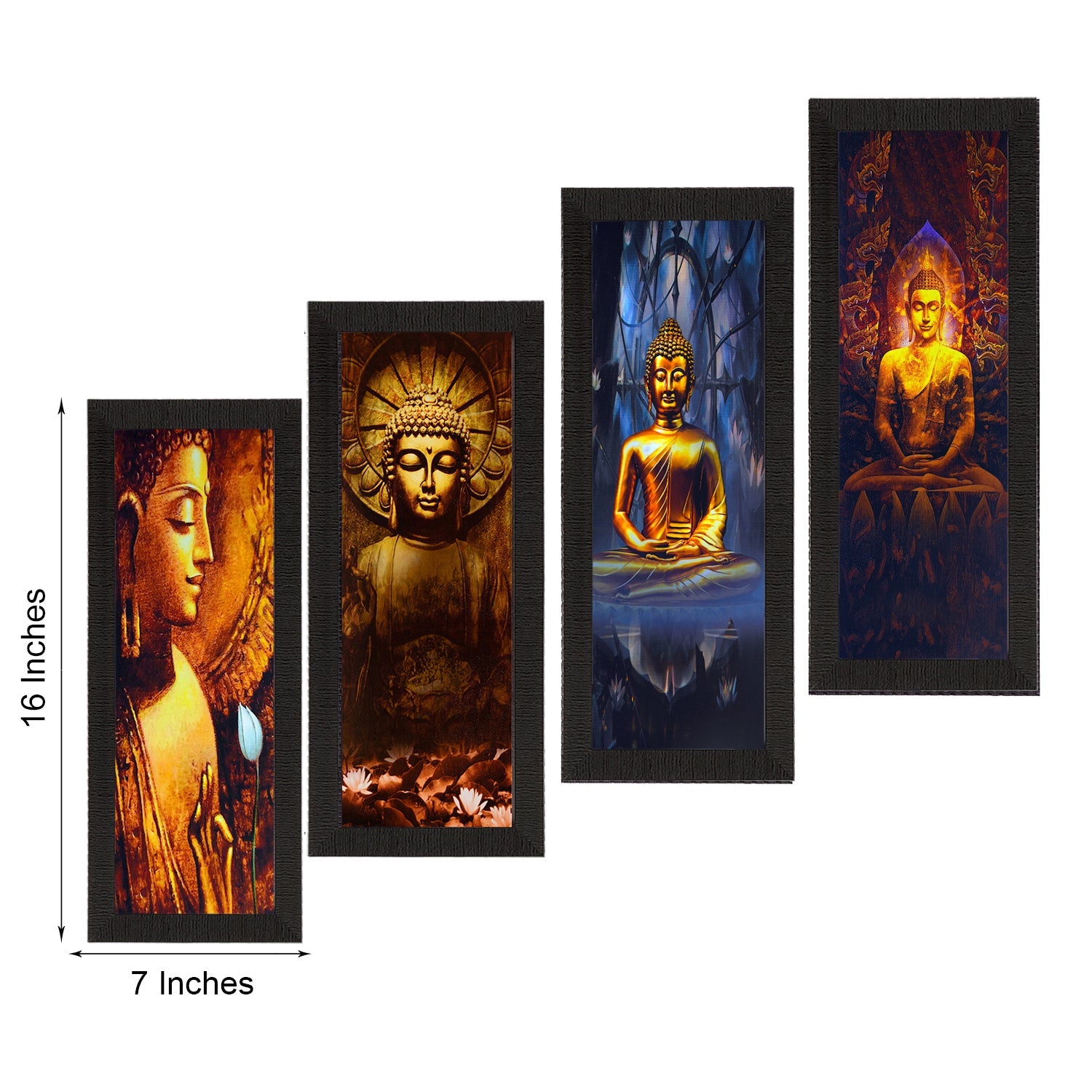 Set Of 4 Lord Buddha Satin Matt Texture UV Art Painting Kafalo