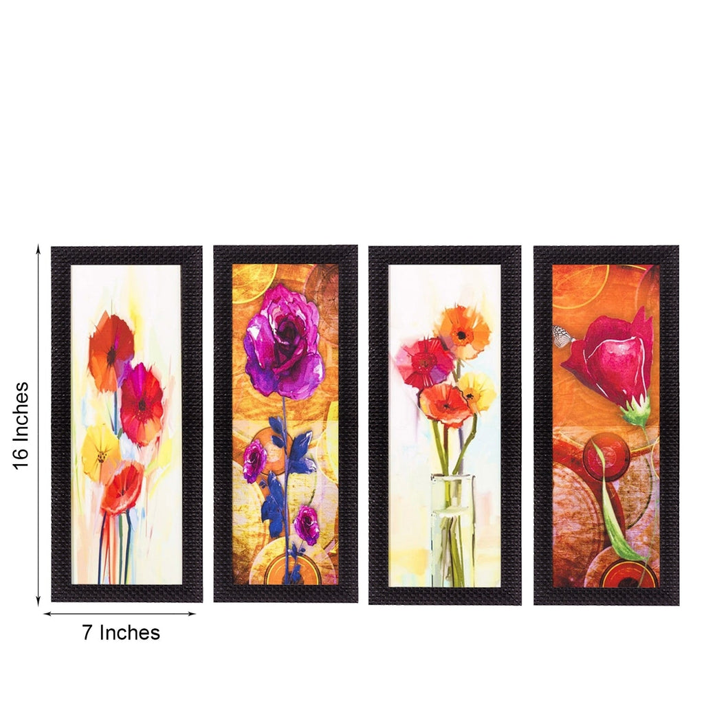 Set Of 4 Botanical Floral Pots Satin Matt Texture UV Art Painting Kafalo