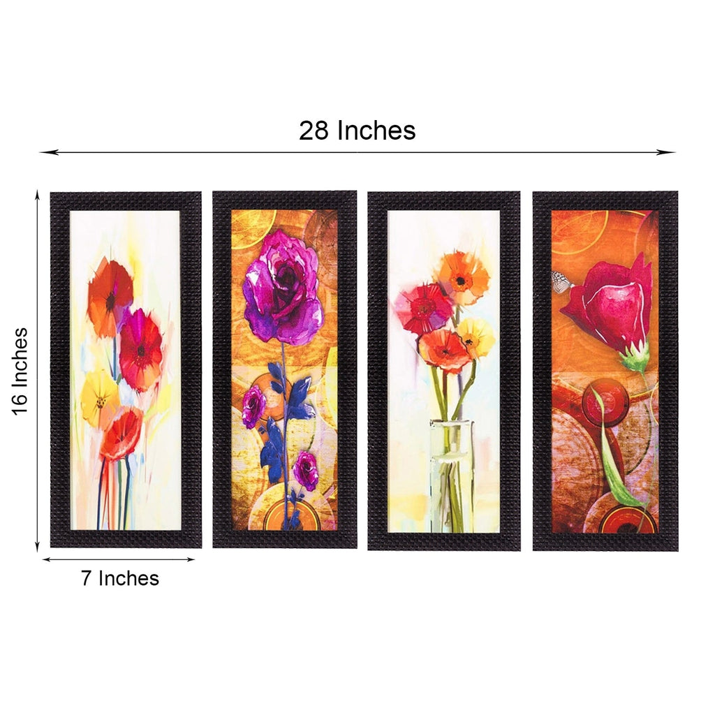 Set Of 4 Botanical Floral Pots Satin Matt Texture UV Art Painting Kafalo